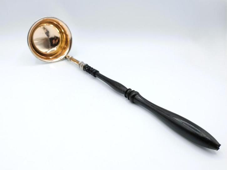 Zilveren soeplepel met ebbenhouten handvat, Empire., Antiek en Kunst, Antiek | Goud en Zilver, Zilver, Verzenden