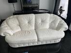 Elegante witte lederen bank en fauteuil set, Huis en Inrichting, Banken | Bankstellen, Ophalen, Gebruikt, Rechte bank, 200 tot 250 cm