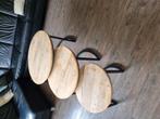 3 bijzettafels, Minder dan 55 cm, Gebruikt, Rond, Hout