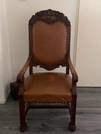 Antieke arm stoel met Lederen Bekleding vintage, Antiek en Kunst, Ophalen of Verzenden