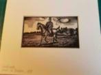 Houtsnede constant le breton (1895 - 1985) man te paard, Antiek en Kunst, Ophalen