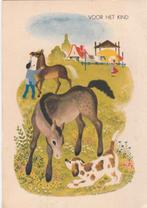 Voor het Kind - 2 paarden met hond, Verzamelen, Ansichtkaarten | Dieren, Ophalen of Verzenden, 1920 tot 1940, Gelopen, Paard
