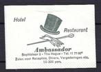 2103 Den Haag hotel rest AMBASSADOR, Ophalen of Verzenden, Nederland