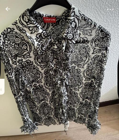 Taifun Blouse Paisley Print Zwart-Wit Maat 44, Kleding | Dames, Blouses en Tunieken, Zo goed als nieuw, Maat 42/44 (L), Zwart