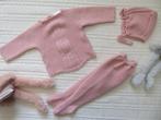Spaans 3 delig setje met mutsje, oud roze, maat 3M / 62, Ophalen of Verzenden, Zo goed als nieuw, Kleertjes, Levensecht of Reborn