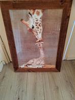 Giraf met jong in lijst, Ophalen, Hout, 50 tot 75 cm, 75 cm of meer