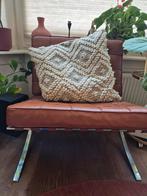 Barcelona chair cognac bruin echt leer, Ophalen, Zo goed als nieuw, 75 tot 100 cm, Leer