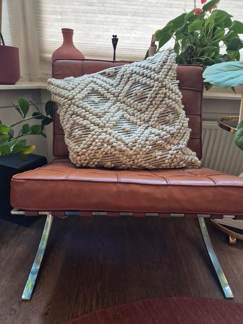 Barcelona chair cognac bruin echt leer, Huis en Inrichting, Fauteuils, Zo goed als nieuw, Leer, 75 tot 100 cm, Ophalen
