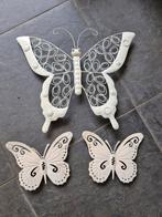 3 witte decoratieve vlinders van metaal, Ophalen of Verzenden, Zo goed als nieuw