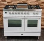 Luxe Fornuis Boretti 100cm wit + rvs 5 pits frytop 2ovens, 60 cm of meer, Ophalen of Verzenden, Zo goed als nieuw, Energieklasse A of zuiniger