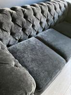 Chesterfield fluweel look antraciet 3 zits, Ophalen, Zo goed als nieuw