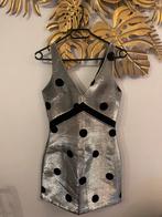 Topshop Metallic Black Silver Dress, Ophalen of Verzenden, Zo goed als nieuw, Zwart, Onder de knie