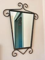 Vintage Muurspiegel uit de Jaren ’70 – Smeedijzer – Zwart, Ophalen, Rechthoekig, Minder dan 50 cm