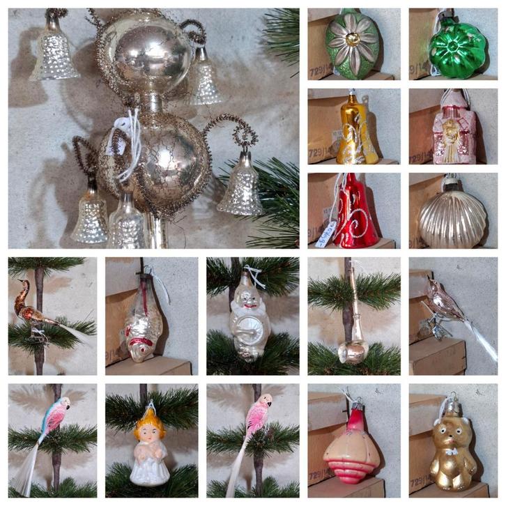 Oude antiek vintage kerstballen bellenpiek tinsel vogel ara, Diversen, Kerst, Gebruikt, Ophalen of Verzenden