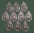 10 Tibetan Silver Hangertjes Victorian Teardrop 30x19mm, Ophalen of Verzenden, Nieuw, Hanger