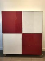 IKEA BESTA kast op wieltjes rood wit, Ophalen, Gebruikt, Overige houtsoorten, Met deur(en)