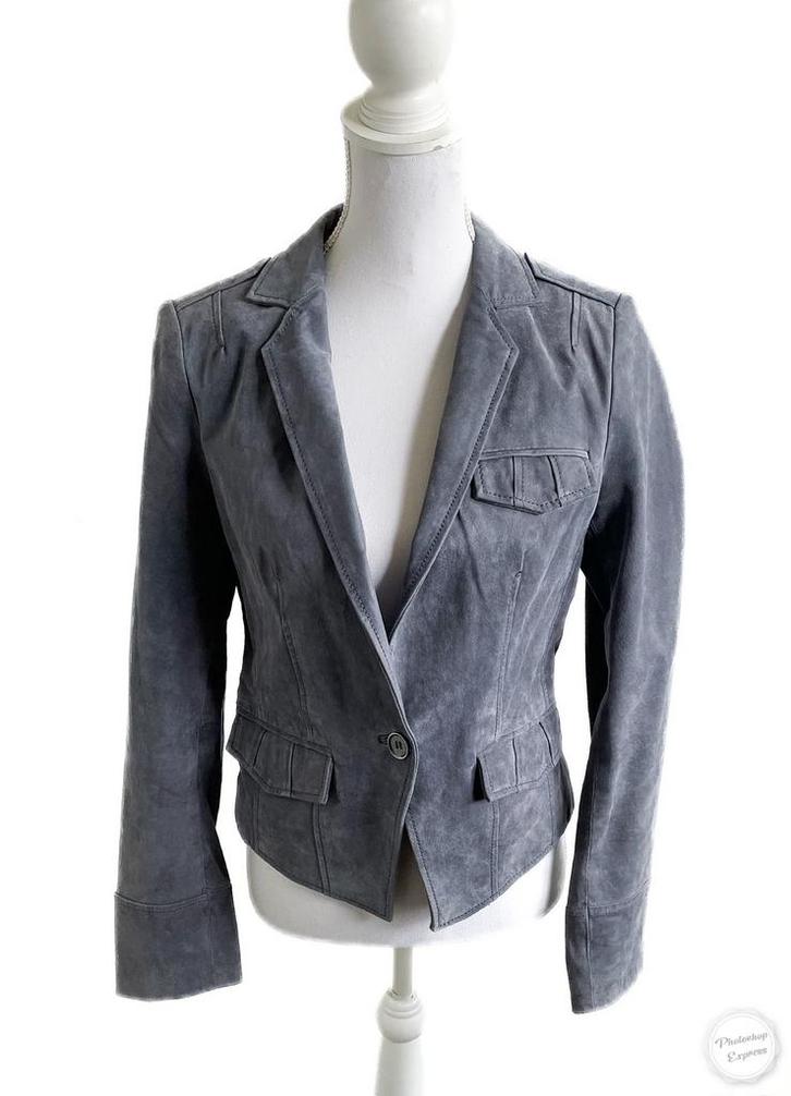 Mooi suède jasje van Rino & Pelle 38, Kleding | Dames, Jasjes, Kostuums en Pakken, Gedragen, Jasje, Maat 38/40 (M), Grijs, Ophalen of Verzenden