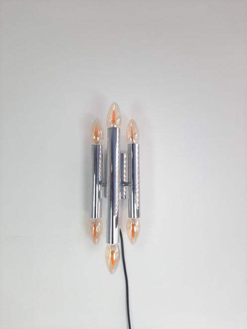 Wandlamp in de stijl van Gaetano Sciolari, Wandlamp chroom, Huis en Inrichting, Lampen | Wandlampen, Gebruikt, Metaal, Verzenden