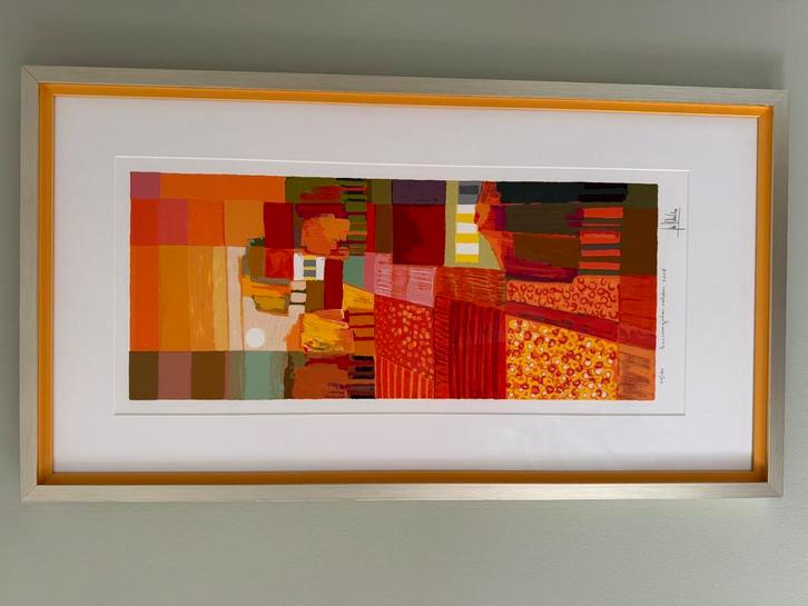 zeefdruk met lijst en museumglas, Antiek en Kunst, Kunst | Litho's en Zeefdrukken, Ophalen