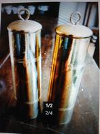 2 messing gewichten gevuld met lood voor Friese staartklok., Ophalen of Verzenden