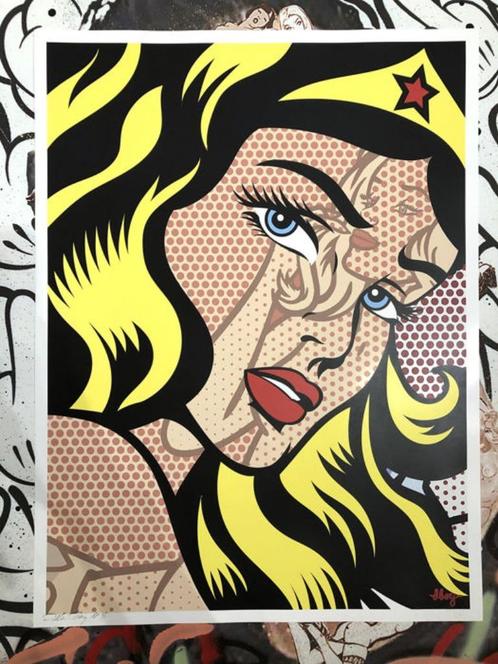Dillon Boy Wonder Woman vs Roy Lichtenstein (Blonde), Antiek en Kunst, Kunst | Schilderijen | Modern, Ophalen of Verzenden