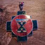 Prachtige grote Peru Chakana Hanger - Zilver & Natuursteen, Ophalen of Verzenden, Zilver, Zilver