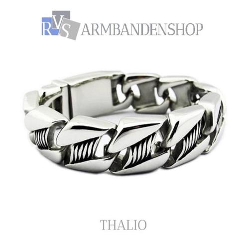 Rvs stalen armband "Thalio". rvs staal zilver kleur., Sieraden, Tassen en Uiterlijk, Armbanden, Nieuw, Staal, Zilver, Verzenden