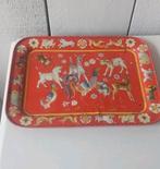 Prachtige oud dienblad  Vintage kinderdienblad rood dieren, Ophalen of Verzenden, Gebruikt, Metaal