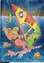 Ansichtkaart	Beer	op surfplank	Zilverkaart, Verzenden, 1960 tot 1980, Gelopen, Overige thema's