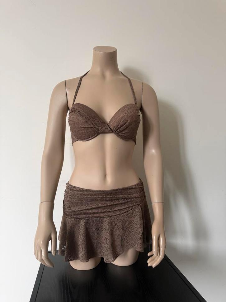 Mooie 3-delige bikini, Kleding | Dames, Badmode en Zwemkleding, Zo goed als nieuw, Bikini, Bruin, Ophalen of Verzenden
