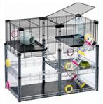 Ferplast Multipla Hamster Crystal - Zwart €50, Dieren en Toebehoren, Ophalen, Kooi, Gebruikt, 60 tot 90 cm