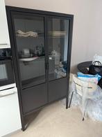 Vitrinekast zwart, Huis en Inrichting, Ophalen, 50 tot 100 cm, Zo goed als nieuw, Metaal