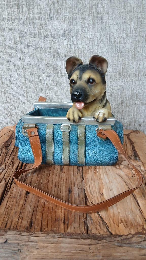 Honden in tas Puppy Herder en Spaniel, Tuin en Terras, Bloempotten, Zo goed als nieuw, Aardewerk, Binnen, Balkon, Tuin, Minder dan 40 cm