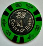 Oude Vintage Maltese Casino Chip - £1 Casino van Malte Poker, Ophalen of Verzenden