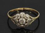 Rozet 14k gouden antieke dames ring 9 roos diamanten vintage