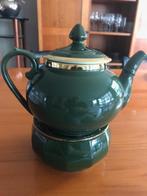 PILLIVUYT Prachtige theepot met rechaud Groen met gouden ran, Huis en Inrichting, Keuken | Servies, Overige typen, Nieuw, Ophalen of Verzenden