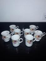8 Chique engelse mokken met gele/rode/rose rozen, Antiek en Kunst, Antiek | Servies los, Verzenden