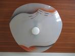 vintage glazen plafondlamp, plafondschijf, Ophalen, Gebruikt, Glas, Vintage