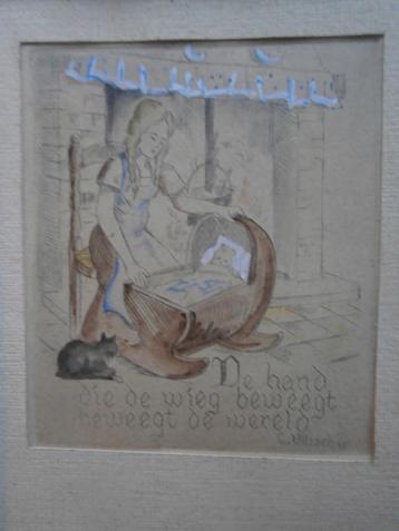 Byz. ets, Byz. Tekst Vrouw bij een Wieg W.VERSCHAEVE beschikbaar voor biedingen