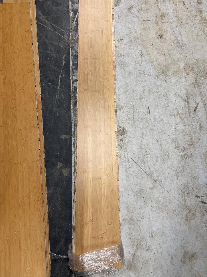 bamboe vloerdelen click plain pressed naturel +/- 13 m2, Doe-het-zelf en Verbouw, Vloerdelen en Plavuizen, Gebruikt, Parket, Hout