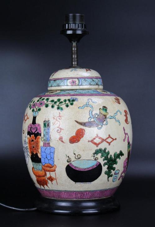 Chinees porselein Famille rose vaas tafellamp Qing 19e eeuw, Antiek en Kunst, Antiek | Porselein, Ophalen of Verzenden
