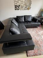 Lederen Montel Hoekbank Zwart, Huis en Inrichting, Ophalen, 250 tot 300 cm, Gebruikt, 100 tot 125 cm