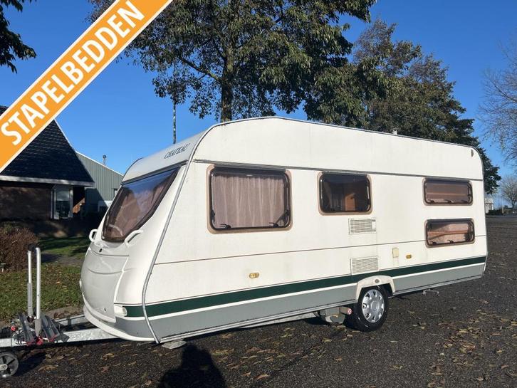 CHATEAU 490 TKM VOORTENT, MOVER, STAPELBED, Caravans en Kamperen, Caravans, Bedrijf, tot en met 6, 1000 - 1250 kg, Treinzit, Chateau