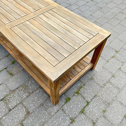 Stevige Boi le Duc teakhouten tuin salontafel met onderblad, Tuin en Terras, Tuintafels, Gebruikt, Rechthoekig, Teakhout, Ophalen