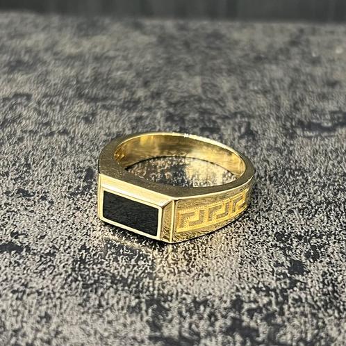 14k gouden ring onyx steen massief model, Sieraden, Tassen en Uiterlijk, Ringen, Nieuw, Goud, Ophalen of Verzenden