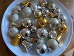 30x Vintage Glas Kerstbal klok pegel deukbal gekleurd goud z, Diversen, Kerst, Ophalen of Verzenden, Zo goed als nieuw