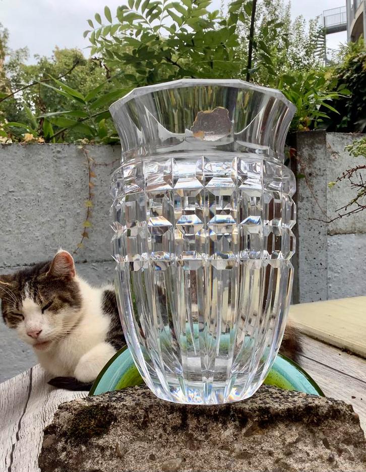 Kristallen geslepen vaas Val Saint Lambert 1958, Antiek en Kunst, Antiek | Glas en Kristal, Ophalen of Verzenden