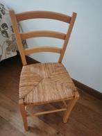 Houten stoel met rieten zitting, Huis en Inrichting, Stoelen, Ophalen, Riet of Rotan, Overige kleuren, Zo goed als nieuw