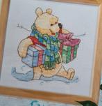 Winnie de Pooh met Kerst cadeaus borduurpatroon, Ophalen, Nieuw, Handborduren, Patroon