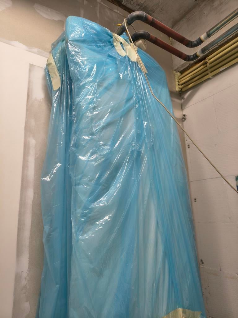 Drie grote stukken voile stof, 4.20m x 28m p/s (vitrage Xen), Ophalen, 200 cm of meer, Wit, Zo goed als nieuw